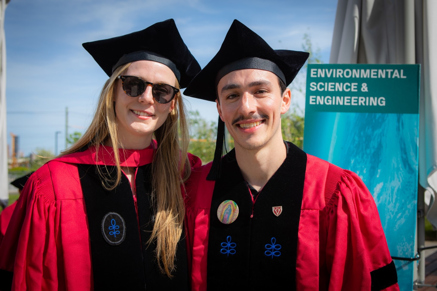 Environmental science and engineering Ph.D. graduates Colleen Golja and Bridger Ruyle