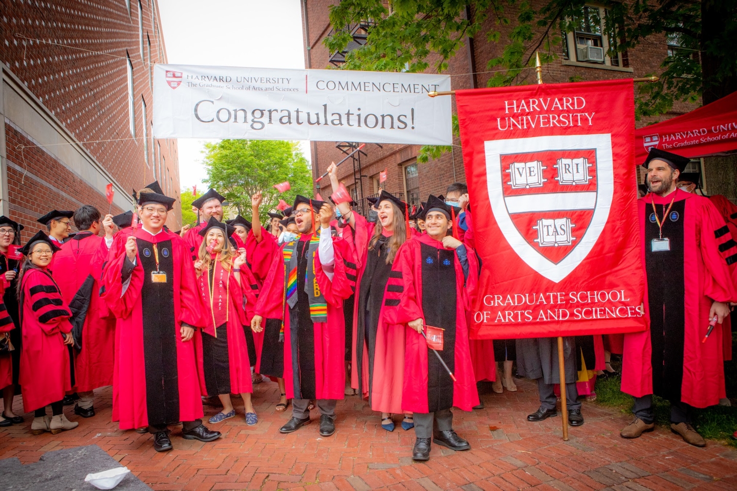 Congratulatory banners at Commencement