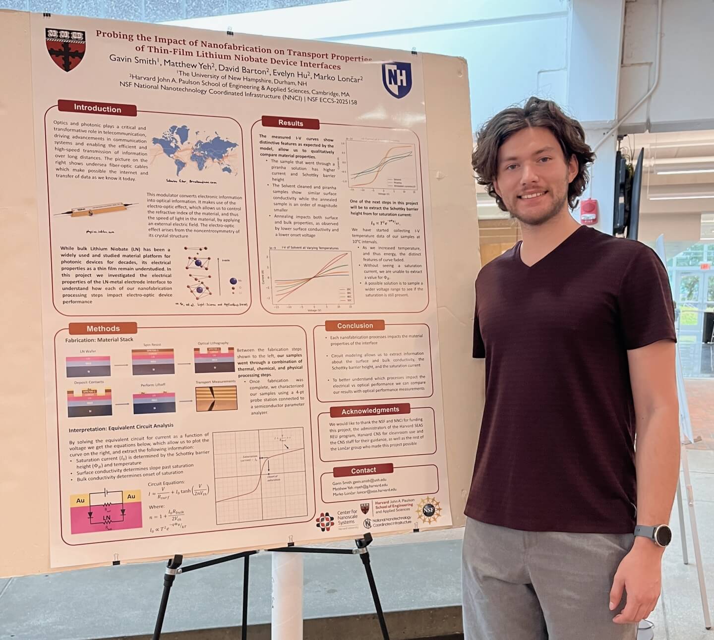 Gavin Smith, a rising senior physics major at the University of New Hampshire, and his REU research poster