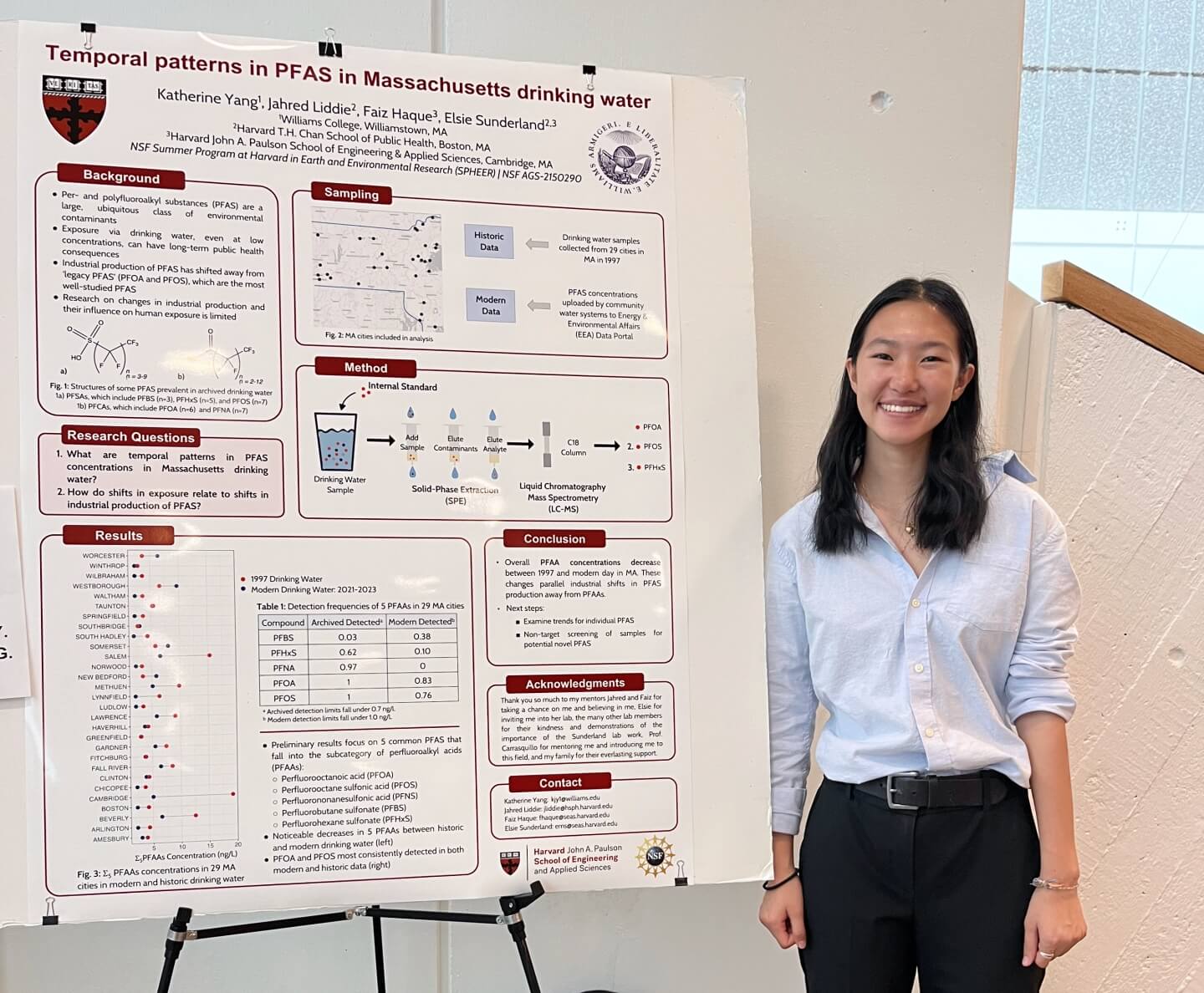 Katherine Yang, a rising senior chemistry major at Williams College, with her REU reseearch poster