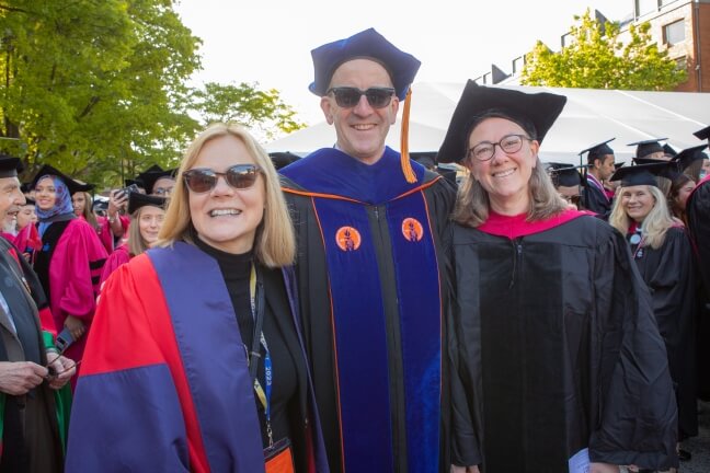 SEAS Dean Frank Doyle, Dean for Academic Programs Rebecca Nesson, right, and Harvard Kenneth C. Griffin GSAS Dean Emma Dench
