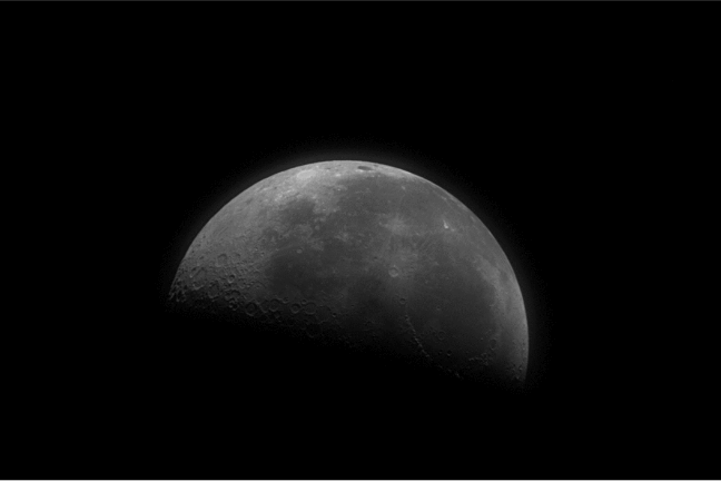 black and white image of the moon
