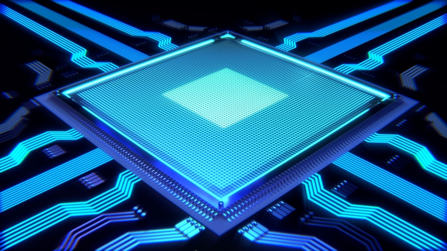 picture of computer chip with light