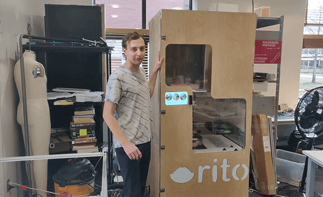 Nestor Tkachenko with robotic vending machine