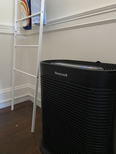A Honeywell HEPA filter inside a Harvard dorm room