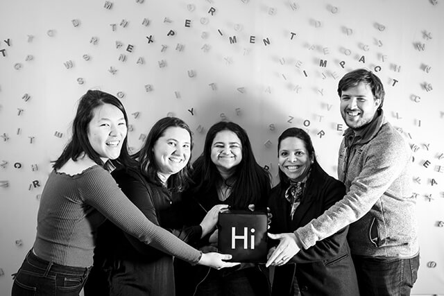 Members of the Beacon Bio team (from left) Eva Cai, Nicole Black, Dhrumi Gandhi, Melissa Castillo Bustamante, and Mischa Jurkiewicz