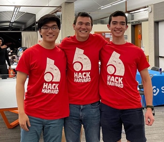 HackHarvard 2022 co-directors Edward Kang, Eric Tang and Nathan Li