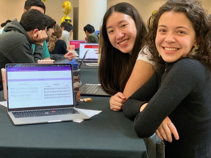 Karly Chan and Andreea Haidau with their "PITCHPERFECT Music Library" project