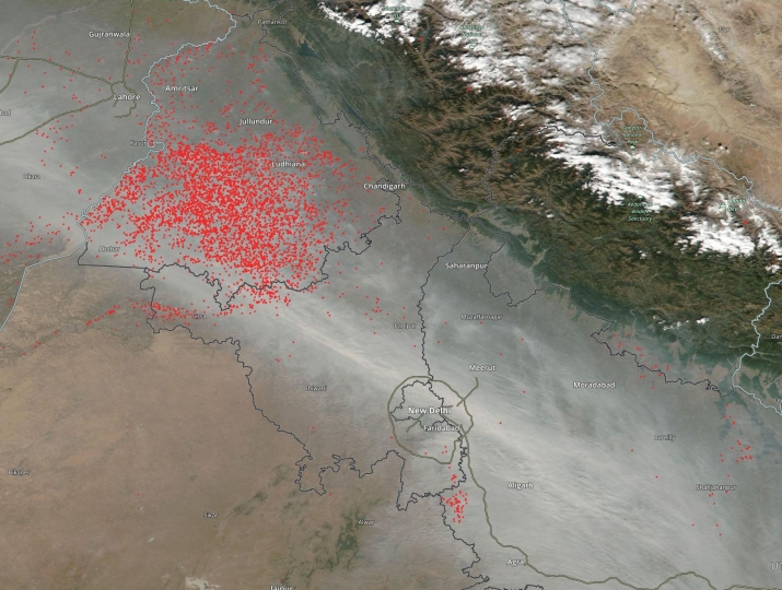 Smoke and haze in northern India