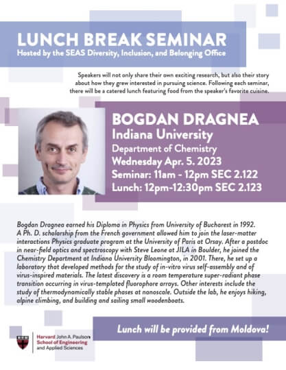 Flyer for Bogdan Dragnea Lunch Break Seminar 