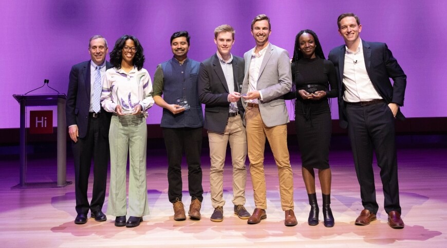 Halo Braid founder Yinka Ogunbiyi, second from right, with the other Ingenuity Award winners at the President's Innovation Challenge Awards Ceremony