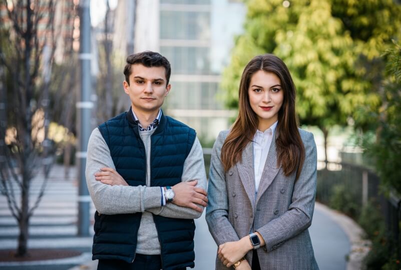 Claudia Laurie, A.B. '18, with Prive co-founder Alex Craciun