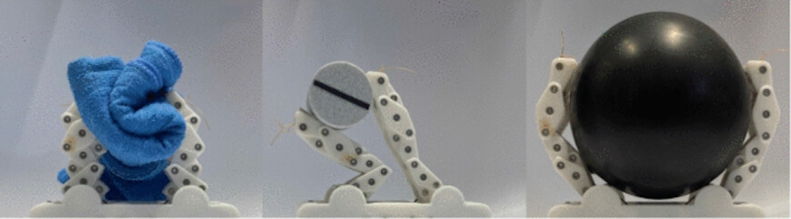 image of the gripper holding a towel, a screw and a ball