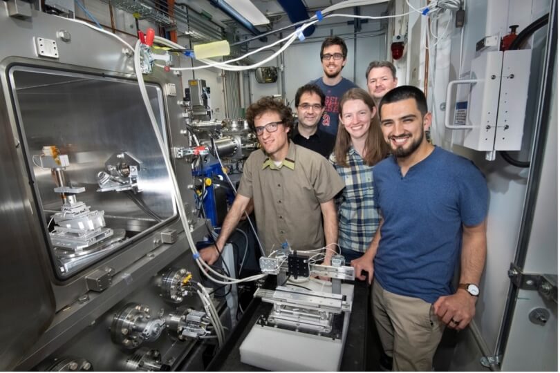 Group of researchers at X-ray facility with their experiment