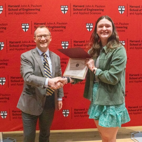 Harvard SEAS Dean David Parkes with senior Faith Schmidt
