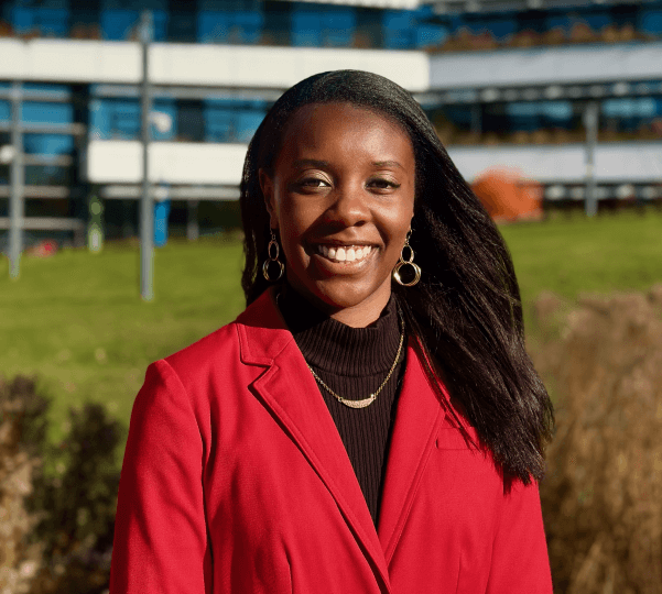 Harvard SEAS student Atte Kadoma outside the Science and Engineering Complex