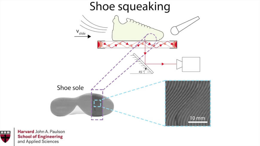 Visualization of the frictional interface when sliding a basketball shoe.