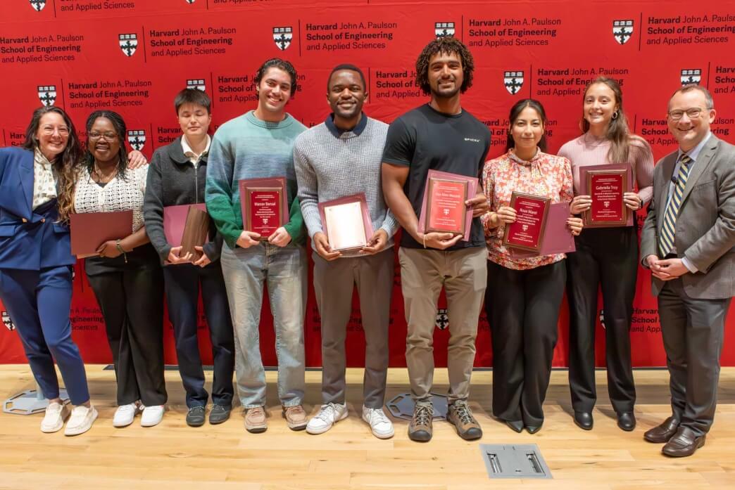 Seven SEAS seniors with dean David Parkes