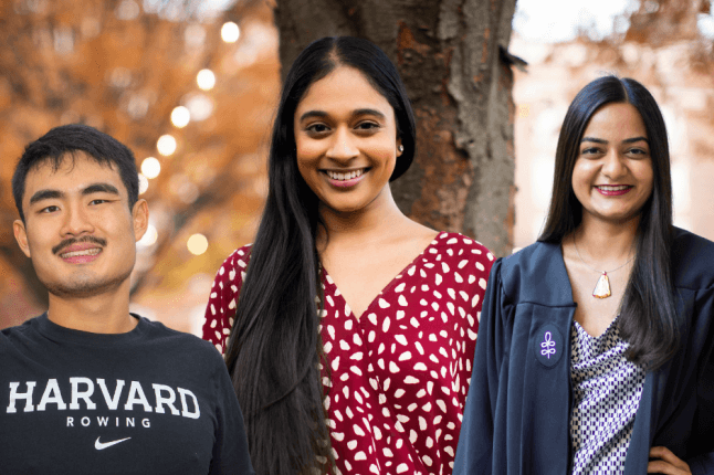 Michael Cheng, Trisha Prabhu and Maya Burhanpurkar, 2021 Harvard Rhodes Scholars