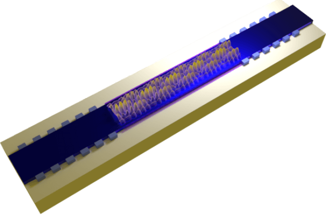 A gold bar with a blue/purple strip running down the center. 