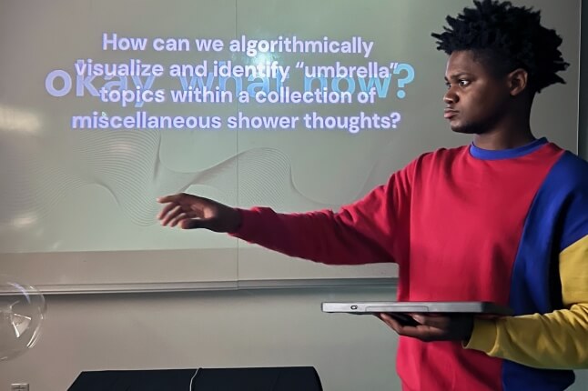 Image of Ricky Williams and his installation, "Shower Thoughts"