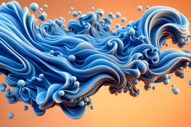blue liquid flow against orange background 