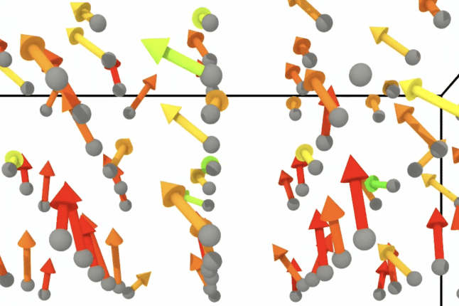 visualization with arrows and spheres of atomic charge dynamics in barium titanate