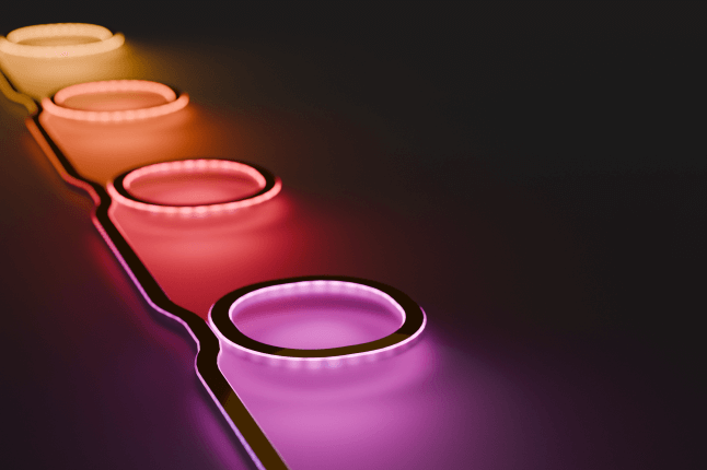 illustration of laser consisting of series of colored rings