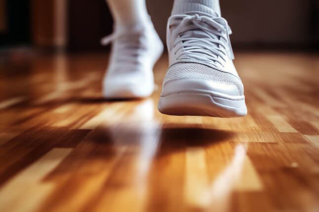 sneakers on a gym floor