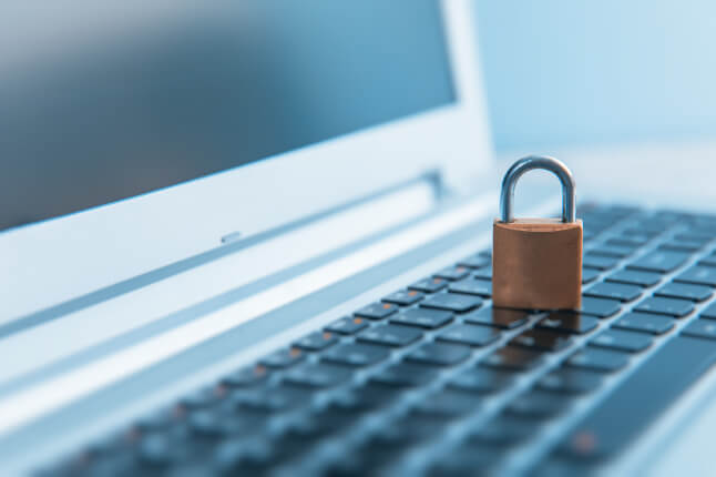 padlock on computer keyboard