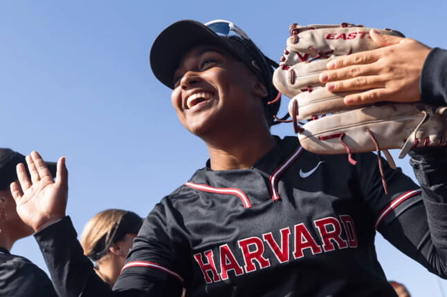 Harvard SEAS student Lael Ayala in her softball uniform