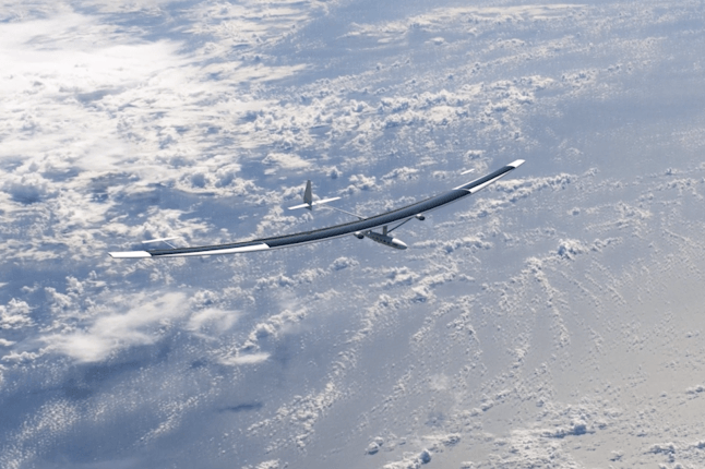 solar aircraft with clouds