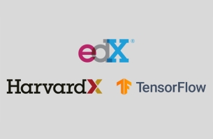 The EdX, HarvardX, and TensorFlow logos