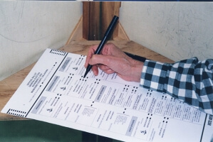 Person filling out a ballot