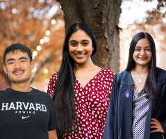 Michael Cheng, Trisha Prabhu and Maya Burhanpurkar, 2021 Harvard Rhodes Scholars