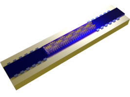 A gold bar with a blue/purple strip running down the center.