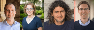 Headshots of Cengiz Pehlevan, Elena Glassman, Stratos Idreos and Kaighin McColl