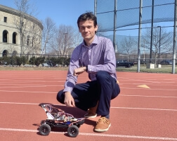 Caleb Moore with his senior capstone project