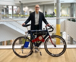 Sebastian Lindner-Liaw with his senior capstone project