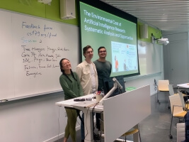 Hongjin Lin, Austin Ledzian and Riad El Soufi present their final project for CS276