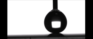 image of water droplet on superhydrophobic surface