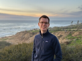 Harvard student Tobias Egle, S.M., '19, Ph.D. '22, on a beach