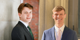 Images of Harvard students Alexander Dyer, A.B. '24 and Richard Allen, A.B. '22