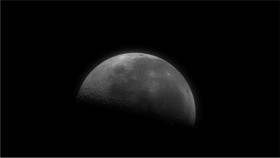 black and white image of the moon