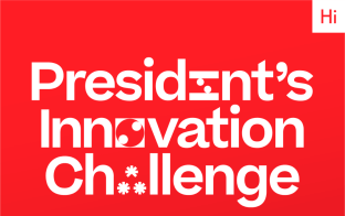A two-tone red graphic that says &quot;President's Innovation Challenge&quot;