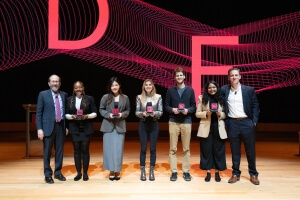 Ben Schafer, third from right, accepts his Ingenuity Award the 2024 Harvard Innovation Labs President's Innovation Challenge