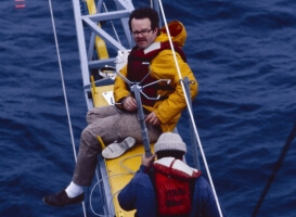 Harvard SEAS alum Robert Weller on a rig overlooking the ocean