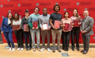 Seven SEAS seniors with dean David Parkes