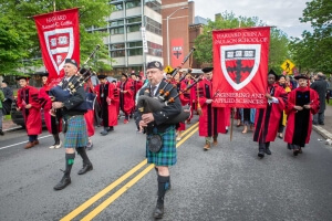 Graduate students process down Oxford Street