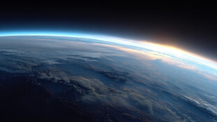 a view of the curvature of Earth and its atmosphere